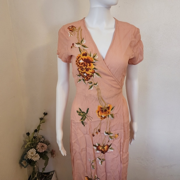 Miss Selfridge Embroidered Wrap Dress - Picture 3 of 8